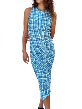 WRAY Josephine Midi Dress XL Ocean Gingham NEW Feminine